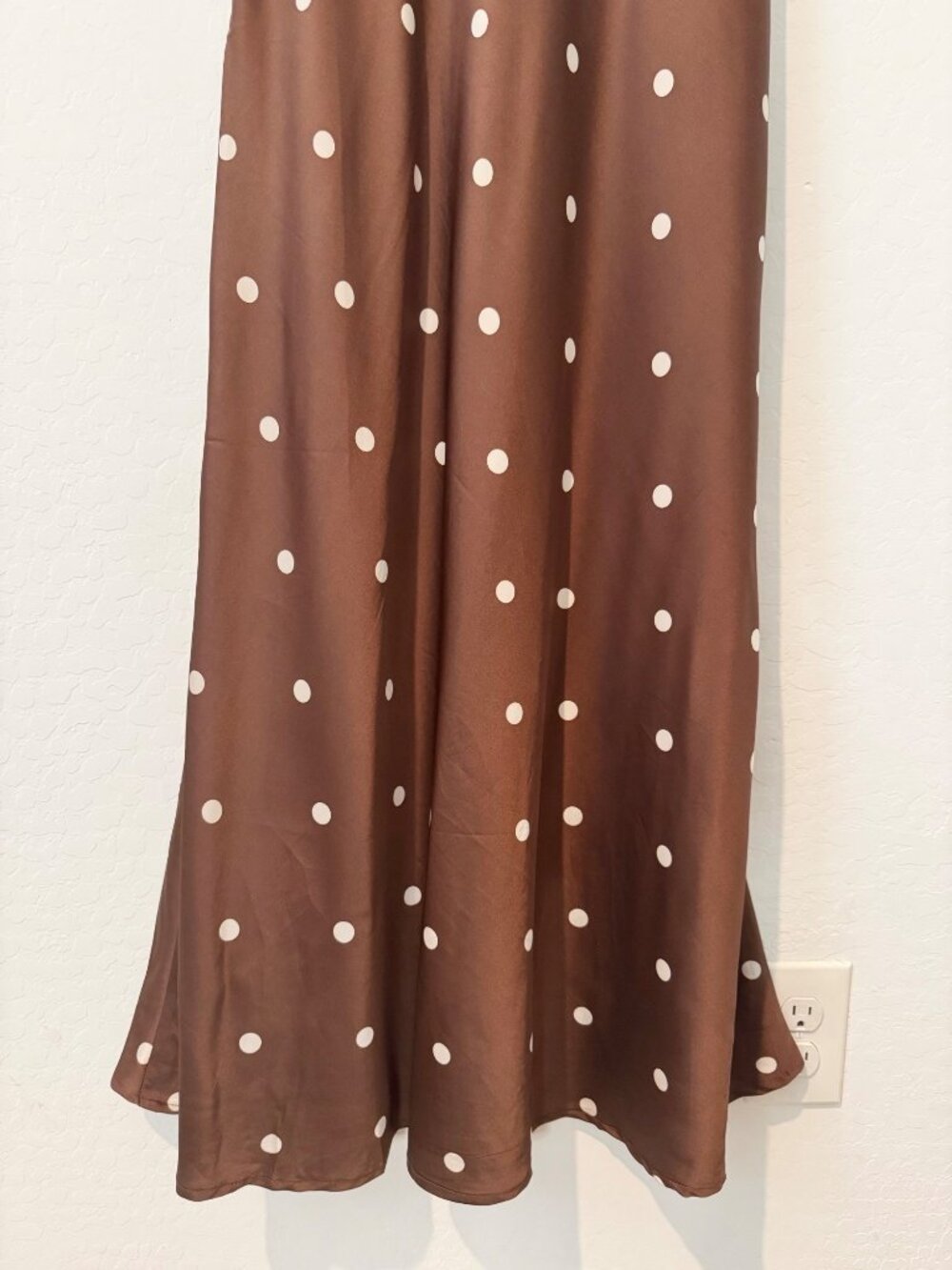 Petal and Pup Arella Maxi Dress Size 6 Brown Polka Dot Lace Trim Satin Romantic - Picture 12 of 14